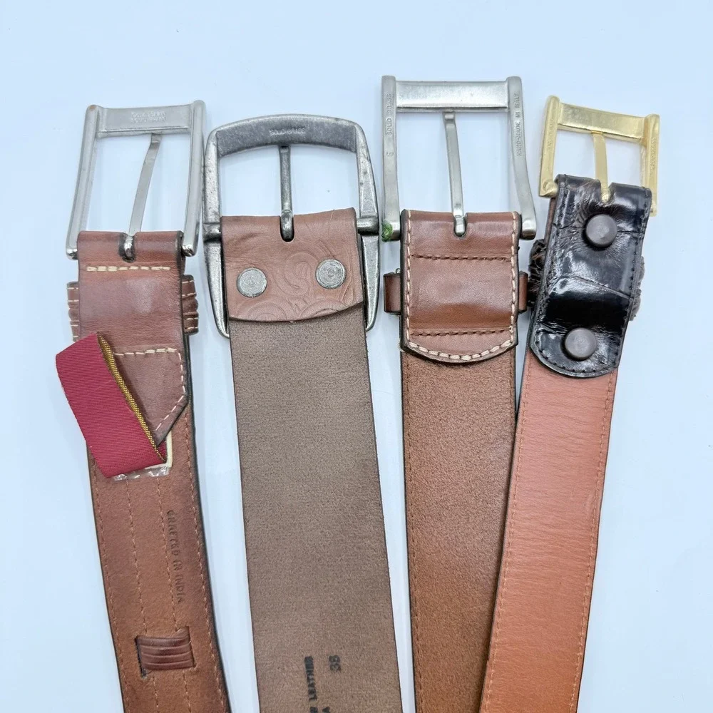 Mens Leather‎ Belt Bundle 4pc Cole Haan Tommy Bahama Alligator Embossed Size 38